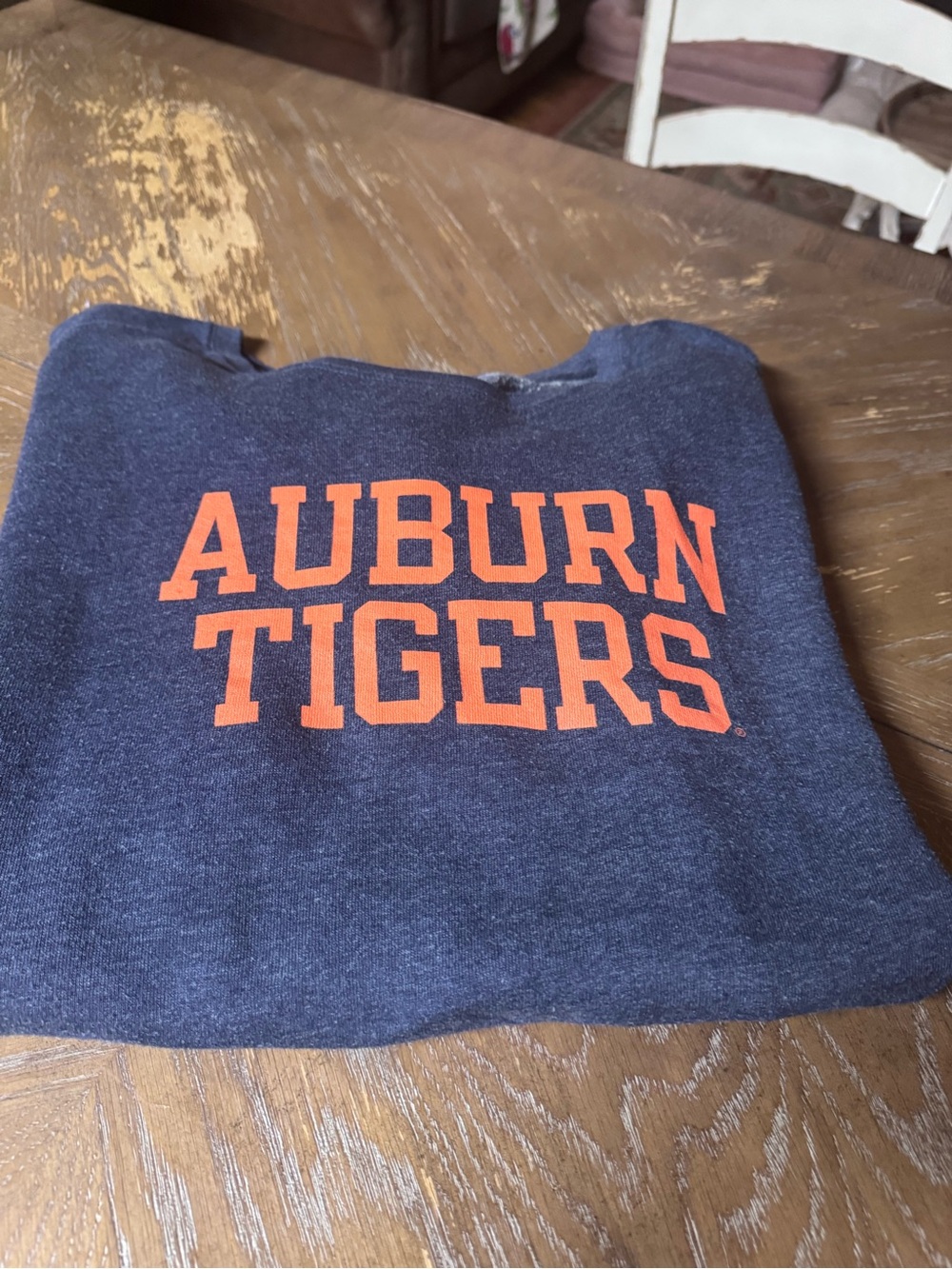 League Navy Crewneck with Orange Auburn Tigers Logo